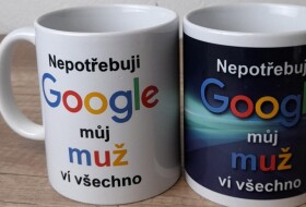 Ptakoviny.cz Hrnek - google můj muž ví všechno