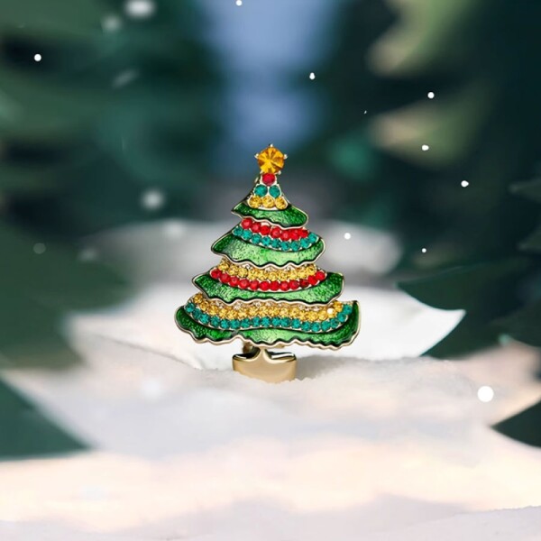 Vánoční brož Christmas Tree 17 - vánoční stromeček, Zlatá