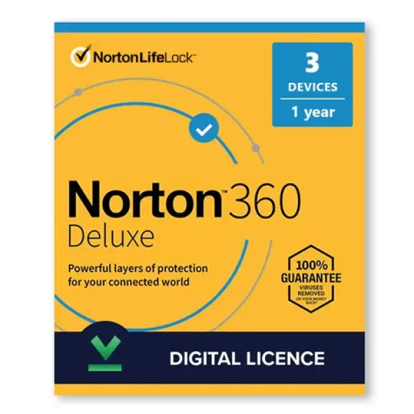 Norton 360 Deluxe - licence na předplatné (1 rok) - 3 zařízení / cloudové úložiště 25 GB - stažení - ESD (21419649)