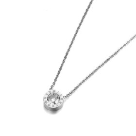 Ocelový náhrdelník se zirkony Virginia - chirurgická ocel, Stříbrná 40 cm + 5 cm (prodloužení)