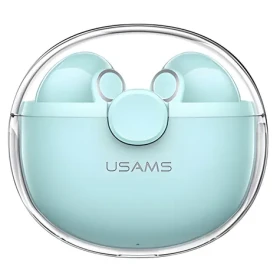 USAMS BU12 zelená / Bezdrátová sluchátka do uší / Bluetooth 5.1 / TWS / 30 mAh + 300 mAh (BHUBU03)