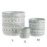 MADAM STOLTZ Kameninový obal na květináč White / Brown M, bílá barva, keramika