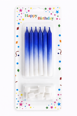 Dortové svíčky HARMONY modro-bílá 6ks