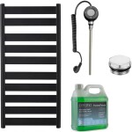 CERANO Koupelnový elektrický radiátorový set Marco - WIFI - 600W - černá matná - 1125x550 mm