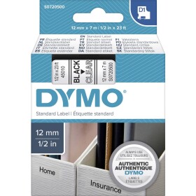 Obchod Šetřílek Dymo D1 45010, S0720500, 12mm, černý tisk/průhledný podklad - originální páska