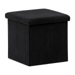 Taburet s úložným prostorem, černá manšestrová látka