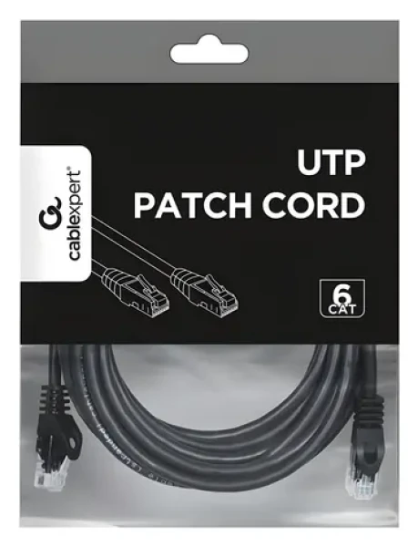 Cablexpert černá / Patch kabel / UTP Cat6 / RJ45 / 5 m (PP6U-5M/BK)