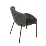 Židle jídelní, zelená látka, černé kovové nohy.