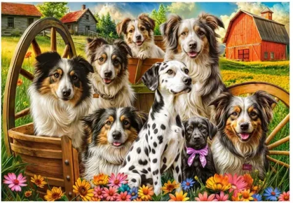 Castorland 105410-2 Puzzle Šťastní psi na venkově