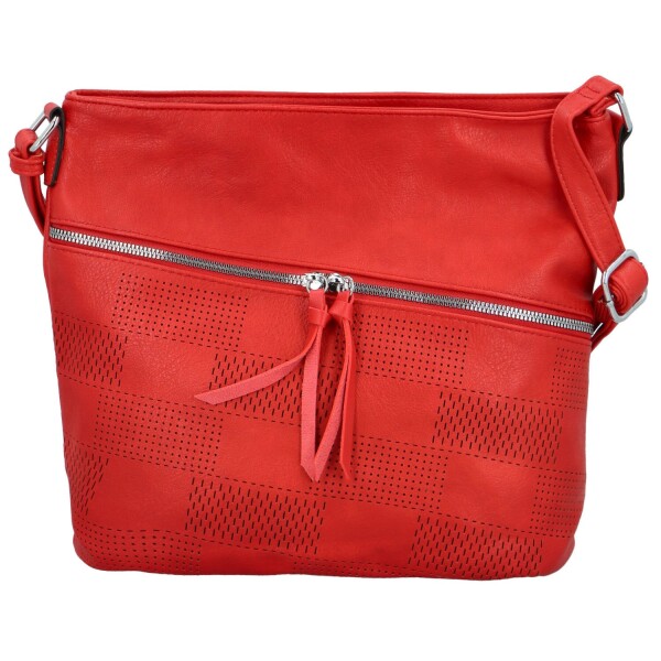 Trendy dámská koženková crossbody kabelka Rebecca, červená