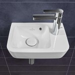 VILLEROY & BOCH - O.novo Umývátko Compact 36x25 cm, s přepadem, 1 otvor pro baterii vpravo, alpská bílá 43433601