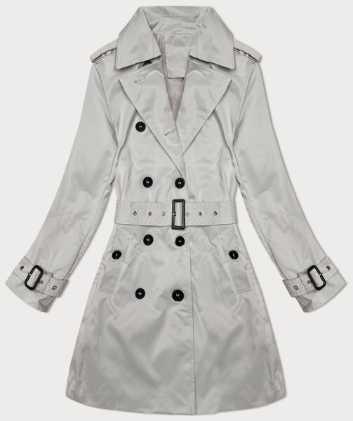 Světle béžový klasický kabát trenčkot v délce do poloviny stehen (1806#-12) odstíny béžové XXL (44)