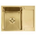 REA - Ocelový dřez Paul BRUSH GOLD s kuchyňskou baterií KPL-96010