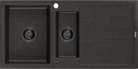MEXEN/S - Andres granitový dřez s odkapávačem 1000 x 500 mm černá/zlatá metalik, černý sifon 6515101510-75-B