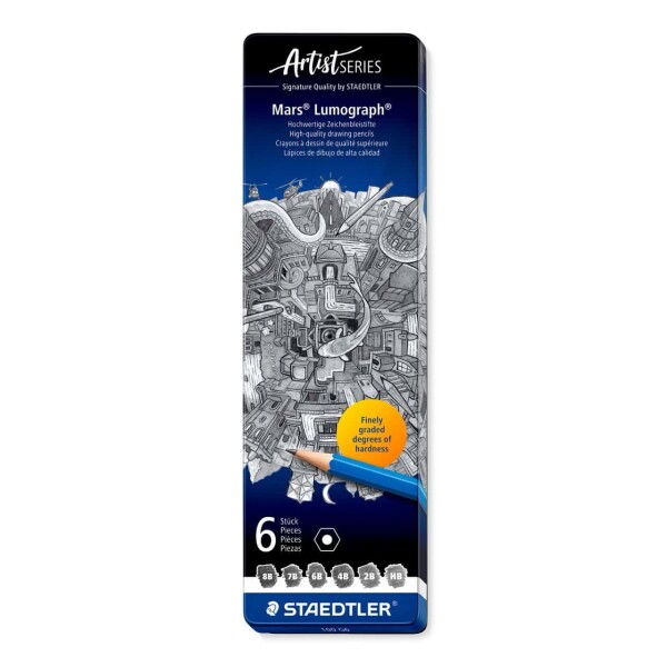 Staedtler Mars Lumograph 100 G6 sada 6 grafitových tužek, kovové