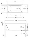 DURAVIT - Qatego Vana 150x75 cm, bílá 700609000000000
