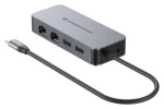 Conceptronic USB-C multiport adaptér šedá / USB-C hub / 2x Gigabit LAN / 2x USB-A 3.2 / 5 Gbit/s (ABBY24G)