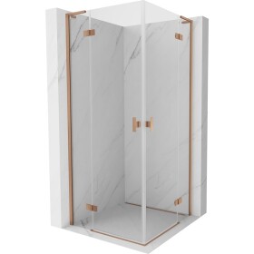 MEXEN/S - Mist-H L Duo sprchový kout dveře křídlové 100 x 100, transparent, měď kartáčovaná 8A5L-100L-100P-65-00