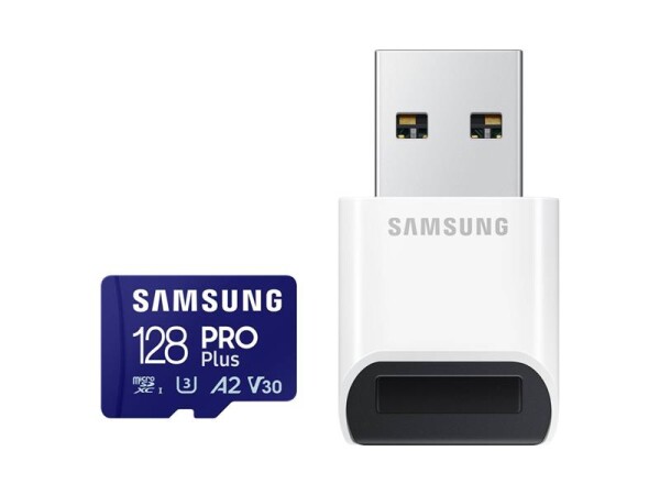 SAMSUNG PRO Plus microSDXC 128 GB + USB adaptér / UHS-1 / Class 10 / U3 / Čtení: 180MBps / Zápis: 130MBps (MB-MD128SB/WW)