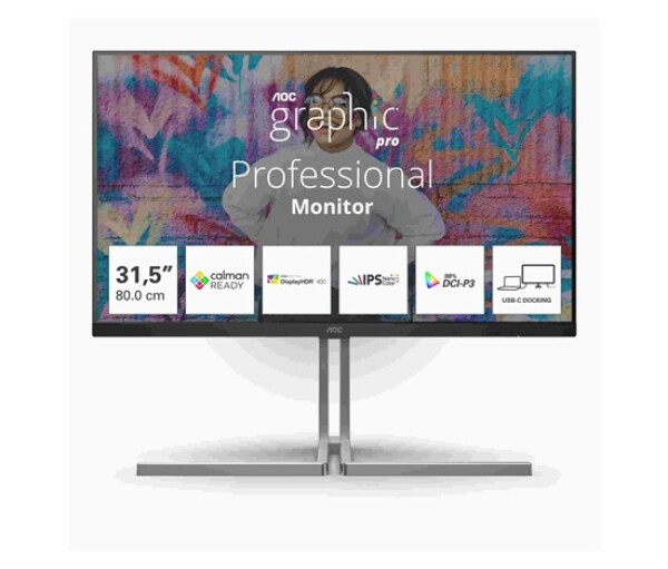 AOC MT VA LCD WLED 31,5" U32U3CV - IPS nano color, 3840x2160, HDMI, DP, USB-C, USB 3.2, RJ45, pivot, repro EDF_147965