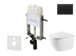 Kielle - Genesis New Set předstěnové instalace, klozetu Oudee, Vortex Rimless+, sedátka softclose a tlačítka Gemini New III, matná černá 30528SZ63