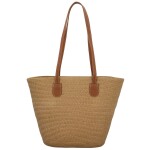 Módní dámská slaměná kabelka na rameno Sadie, béžová