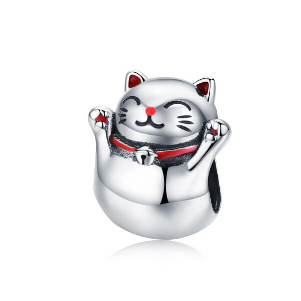 Elenys stříbrný přívěsek Kočka Maneki Neko pro štěstí