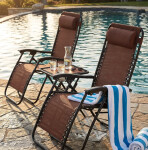 Sada 2 polohovacích zahradních židlí se stolem - hnědá