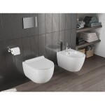 MEXEN/S - Carmen Závěsná WC mísa Rimless Tornado včetně sedátka s slow slim, duroplast, bílá lesk 30880100T