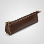 Kožené pouzdro na pera ONLINE se zipem hnědé 20 cm