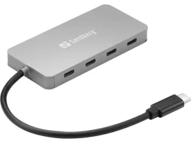Sandberg USB-C HUB stříbrná / 4x USB-C 3.0 / 15 cm (136-41)