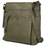 Stylová dámská koženková crossbody kabelka Orniva, tmavě zelená