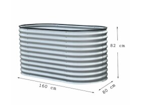 Kovový vyvýšený záhon – Grow Faster (d. 160 cm x š. 80 cm x v. 82 cm), stříbrná