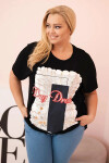 Dámská bavlněná halenka Plus Size s potiskem „Day Dream“ černá + tmavě modrá UNI