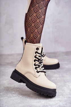 Dámské kožené boty Workers Světle béžové Denila 39