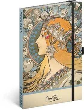 NOTIQUE Notes Alfons Mucha – Zodiak, tečkovaný, 13 x 21 cm (A-34390)