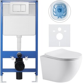 CERANO Kompletní WC set Profi/Cesso - bílá matná - WC tlačítko Classic/Bílá - předstěnová instalace - 49x36 cm - 8050BD19