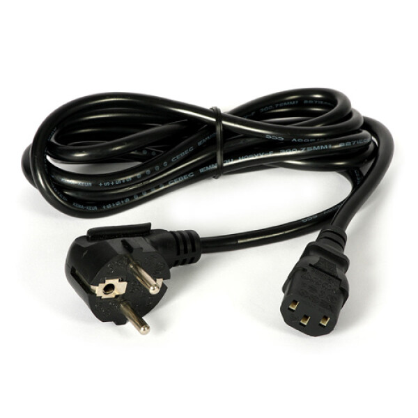 Síťový kabel 230VAC Schuko - 1,8m, vidlice 90°, IEC C13
