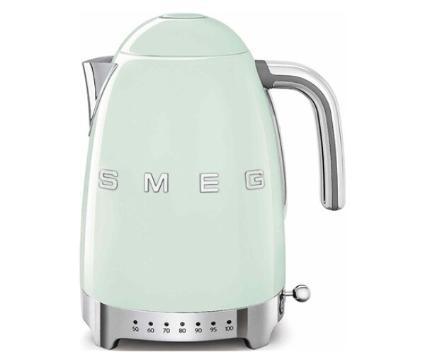 Smeg KLF04PGEU rychlovarná konvice, 1,7 l (7 šálků), 2400 W, styl 50. let, řízení teploty, 7 programů, pastelově zelená