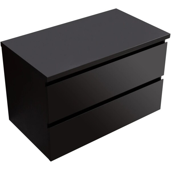 CERANO Koupelnová skříňka Carole + deska pod umyvadlo Navira Pro - 36 mm - černá matná - 80x51,6x46 cm