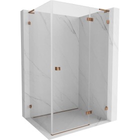 MEXEN/S - Lunar L sprchový kout dveře křídlové pravá 75 x 80, transparent, růžové zlato 834L-075-080-60-00-P