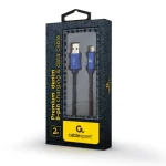 Gembird Jeans modrá / Kabel USB-A - Lightning / opletený / 2m / 2,1A (CC-USB2J-AMLM-2M-BL)