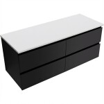 CERANO Koupelnová skříňka Carole - černá matná + deska pod umyvadlo z lit. mramoru Elanys - 12 mm - bílá matná - 120x49,2x46 cm
