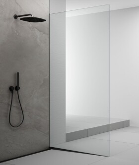 POLYSAN - ARCHITEX sada pro uchycení skla podlaha-stěna se spádovou lištou, 1615x2105, pravá, černá mat AX2116BR