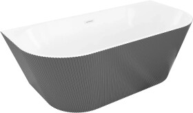 MEXEN - Oris volně stojící vana nástěnná reliéf 150 x 75, bílá/šedá, bez krytky přepadu a zátky 52871507562-SS