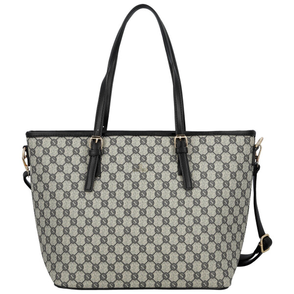 Trendy dámská koženková kabelka na rameno Elina, černobílá