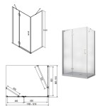 BESCO - Obdélníkový sprchový kout VIVA 195O - Rozměr A - 120, Rozměr B - 90, Směr zavírání - Levé (SX) BCVIV9012L