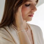 Perlový náramek Agnes - pravé perly, stříbro 925/1000, 17 cm Bílá