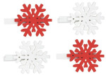 Vločka dřevěná na kolíčku 4,5 cm - červená a bílá 4 ks