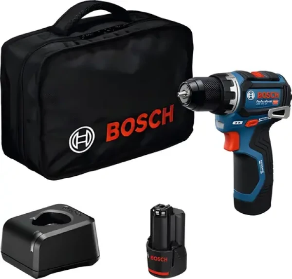 Bosch GSR 12V-32 Professional modrá / Aku vrtací šroubovák / 12V / 10mm sklíčidlo / 32 Nm / 2x 2,0Ah / taška (06019N7003)